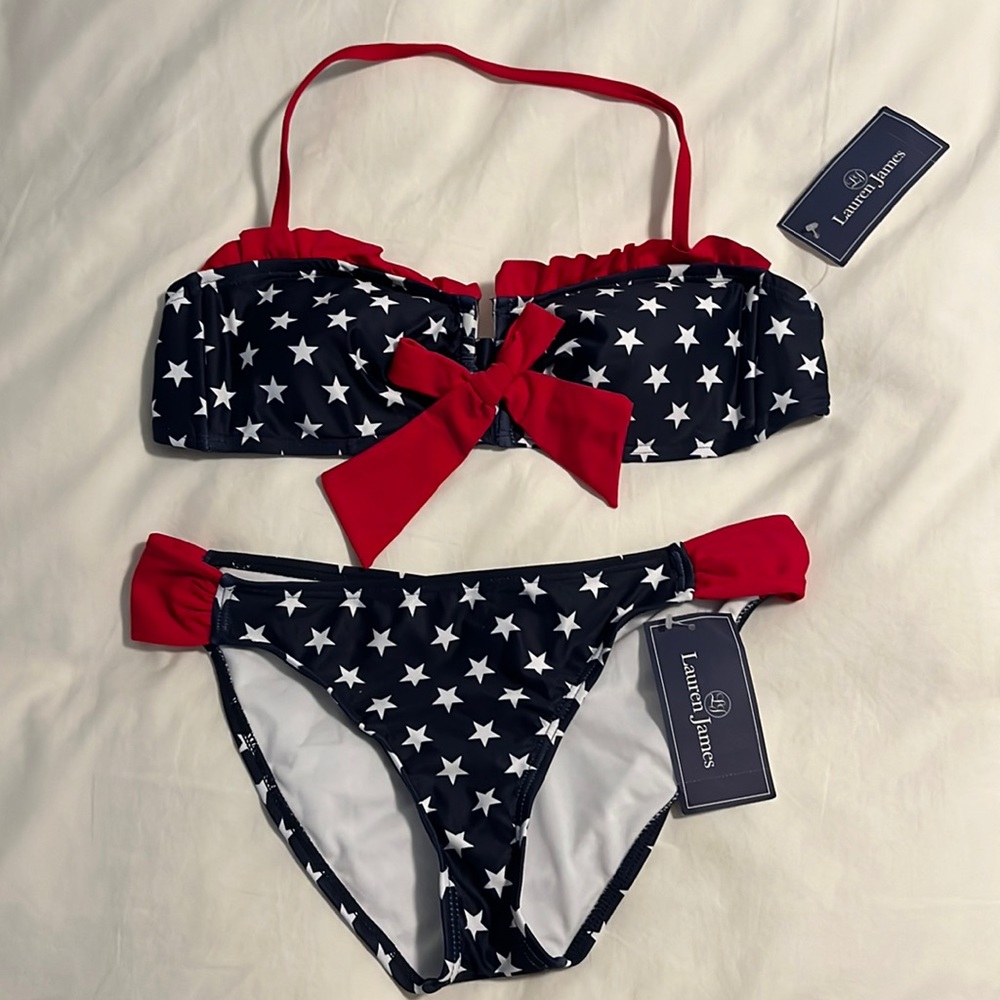 Lauren James bikini red/white/blue (M top, L bottom)